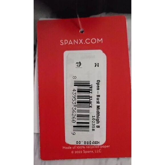 Spanx 10235R Sz Medium Black Thinstincts 2.0 Open-Bust Mid-Thigh Bodysuit - Picture 8 of 12